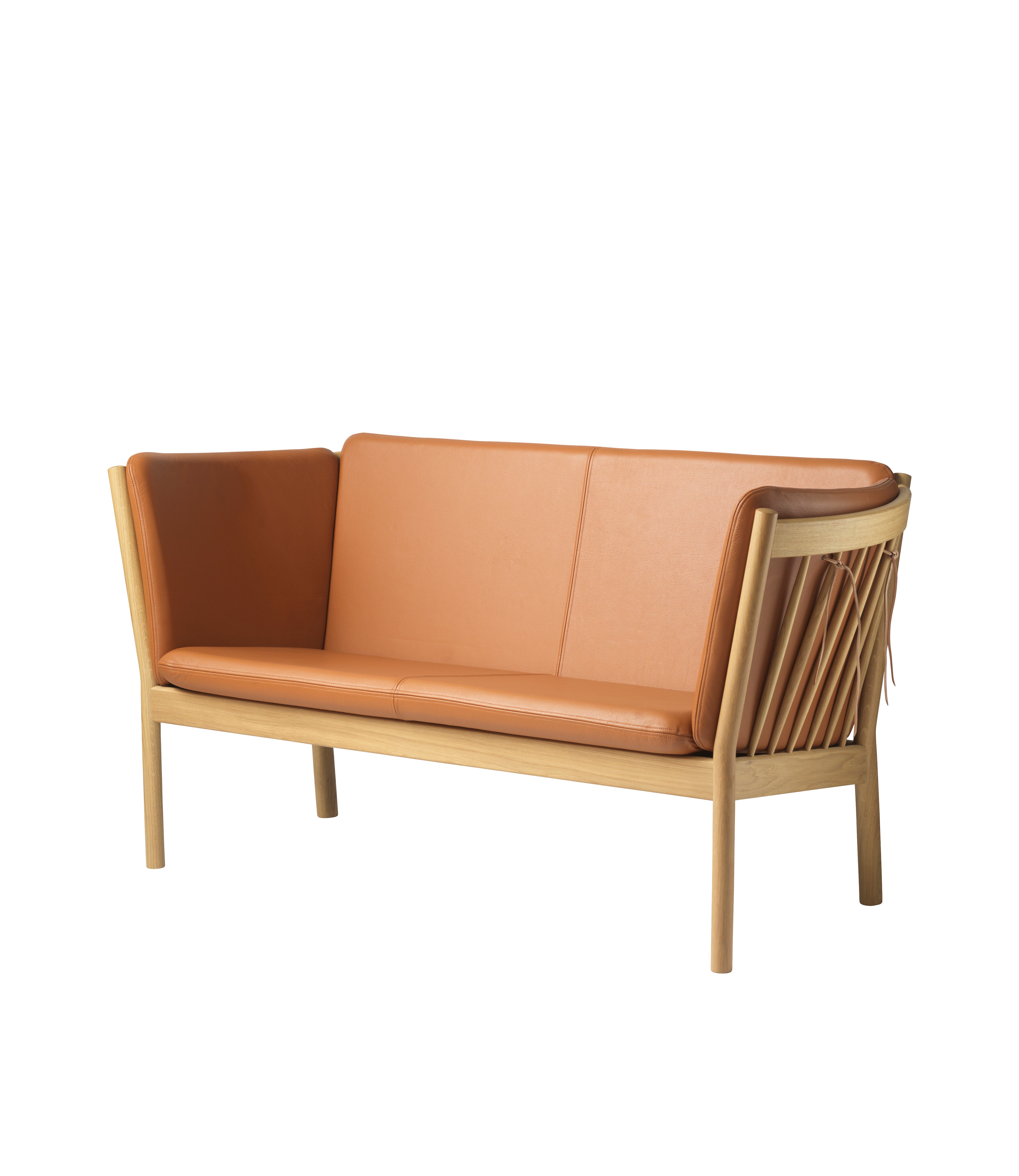 J148 - 2-Sitzer-Sofa - Eiche - Cognac Leder