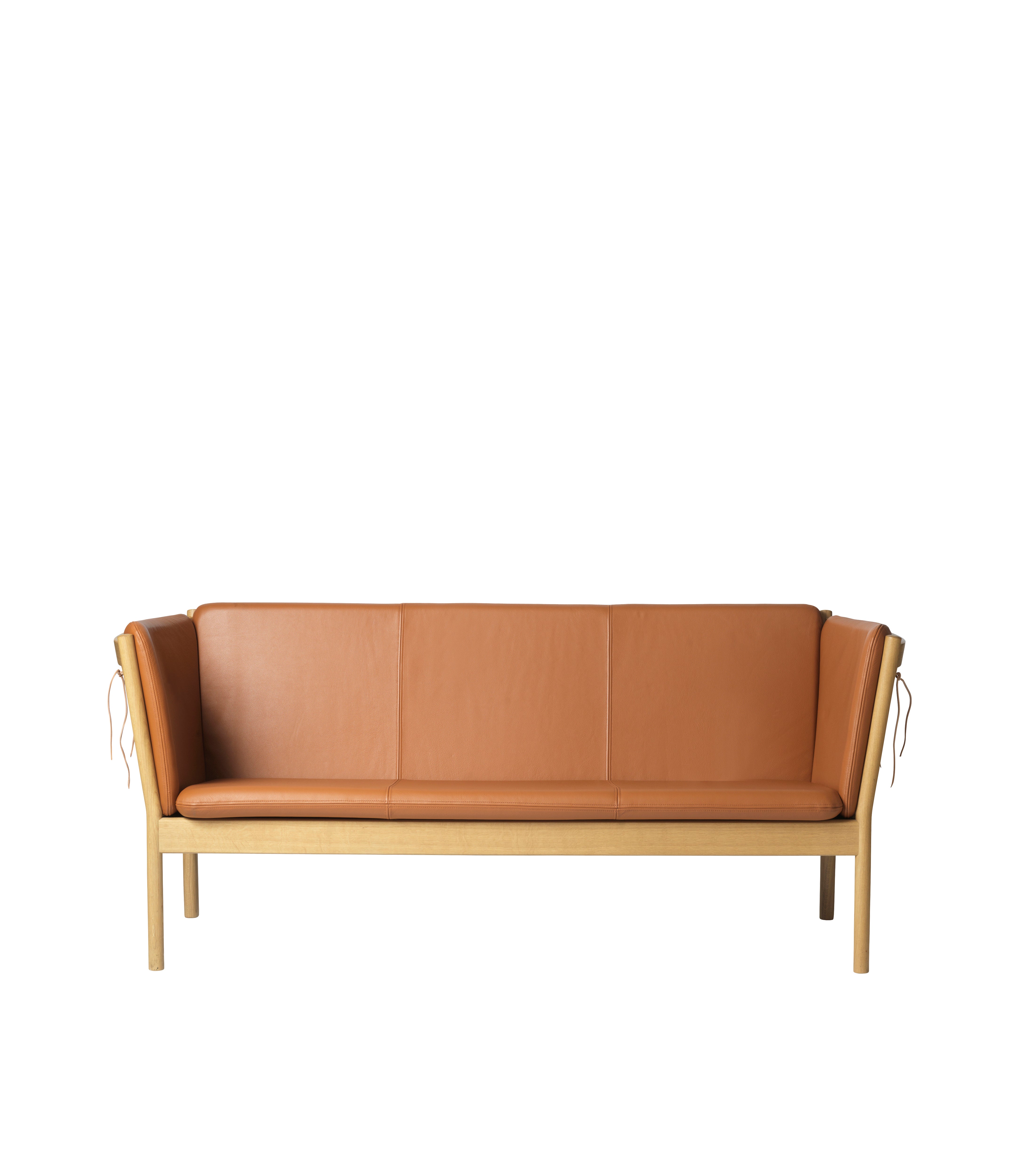 J149 - 3-Sitzer-Sofa - Eiche - Cognac Leder